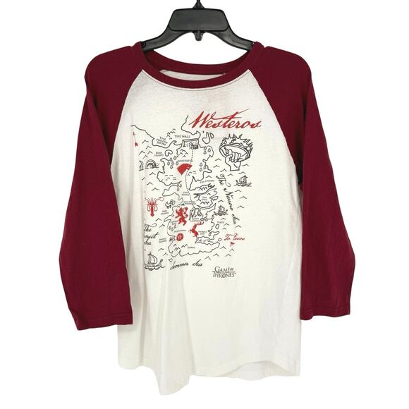 Game of Thrones Westeros Map Ringer Tee Men’s S Unisex Graphic - Picture 1 of 5